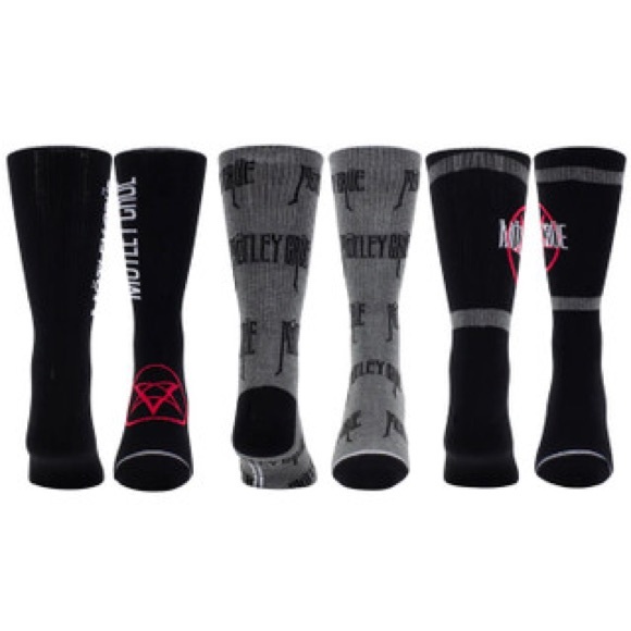 NWT MOTLEY CRUE Assorted Men’s 3-Pack Rock Band Poly Cotton Crew Length Socks - Picture 2 of 5